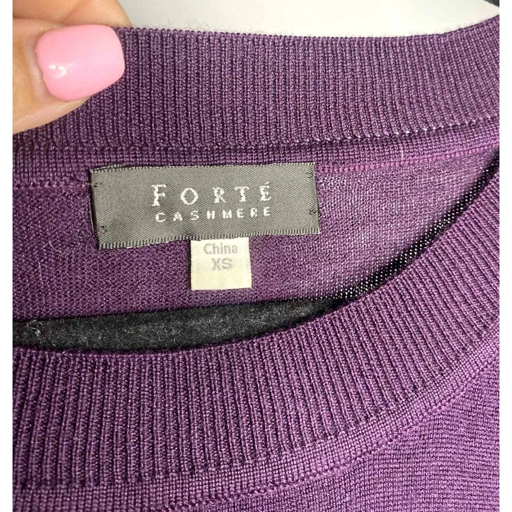 Forte 100% cashmere‎ size XS asymmetrical hem tunic purple pullover wool silk